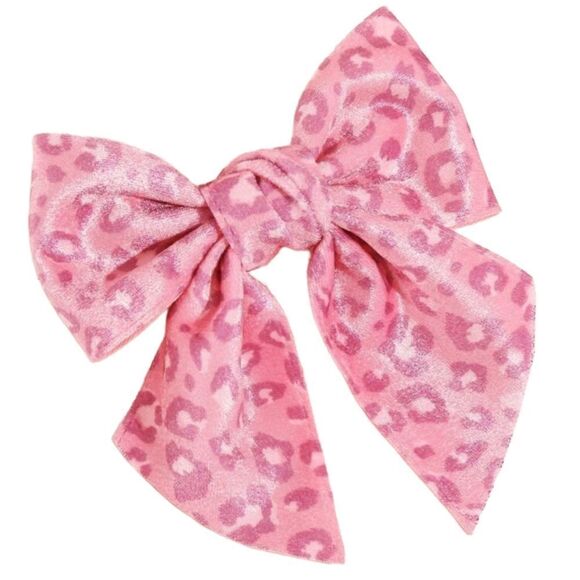 Leopard Print Bow Barrette - Picture 3 of 4